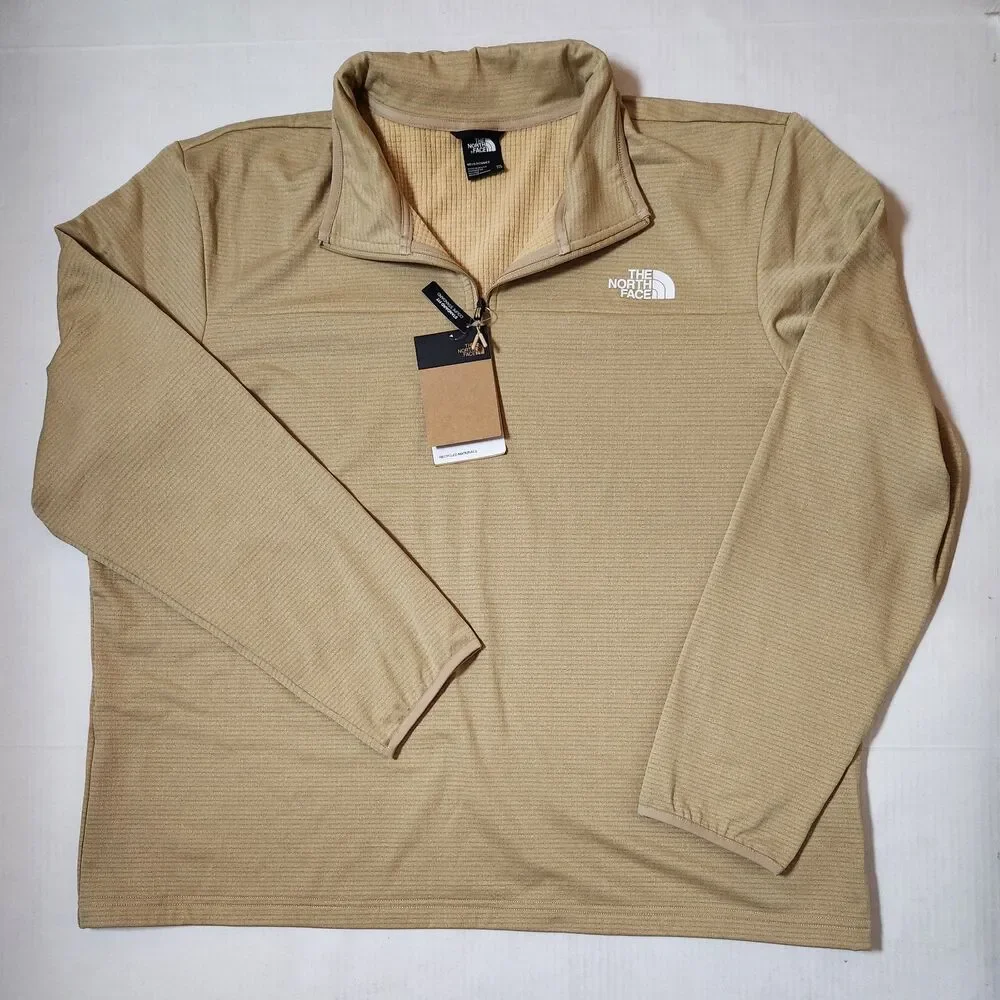 The North Face Men’s XXL Khaki Stone Trail Grid Quarter‑Zip Fleece